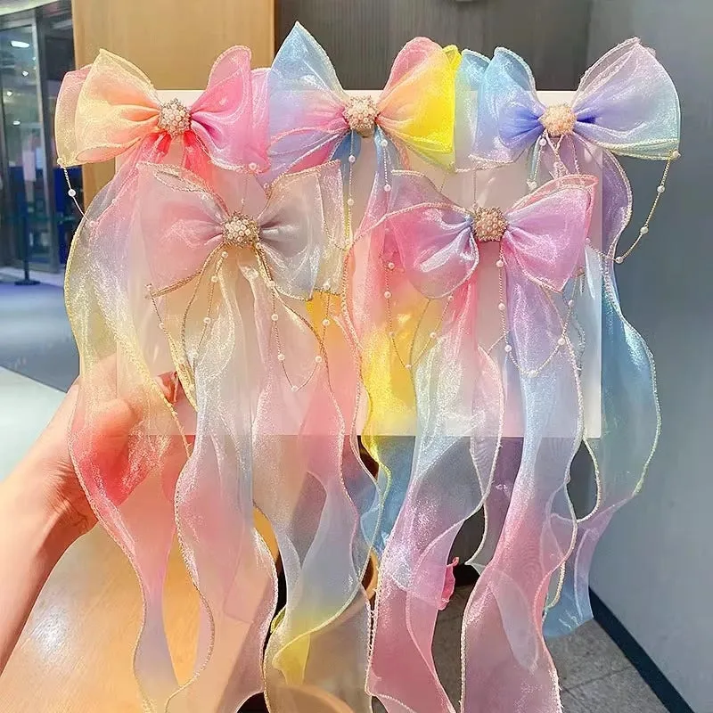 Kid'S Casual Simple Style Bow Knot Synthetic Yarn Mixed Materials Hair Clip