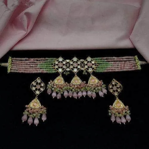 Kundan Pearl And Beads Choker Set