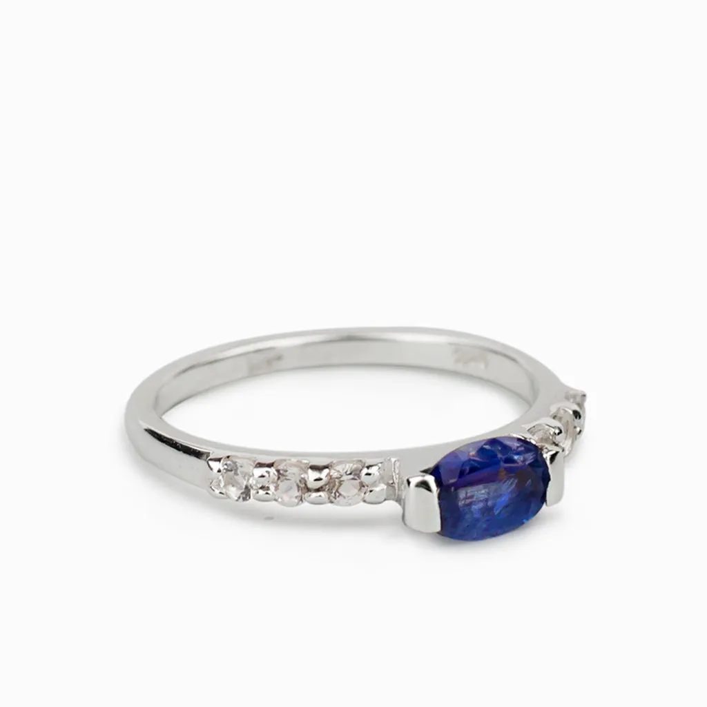 Kyanite and White Topaz Ring