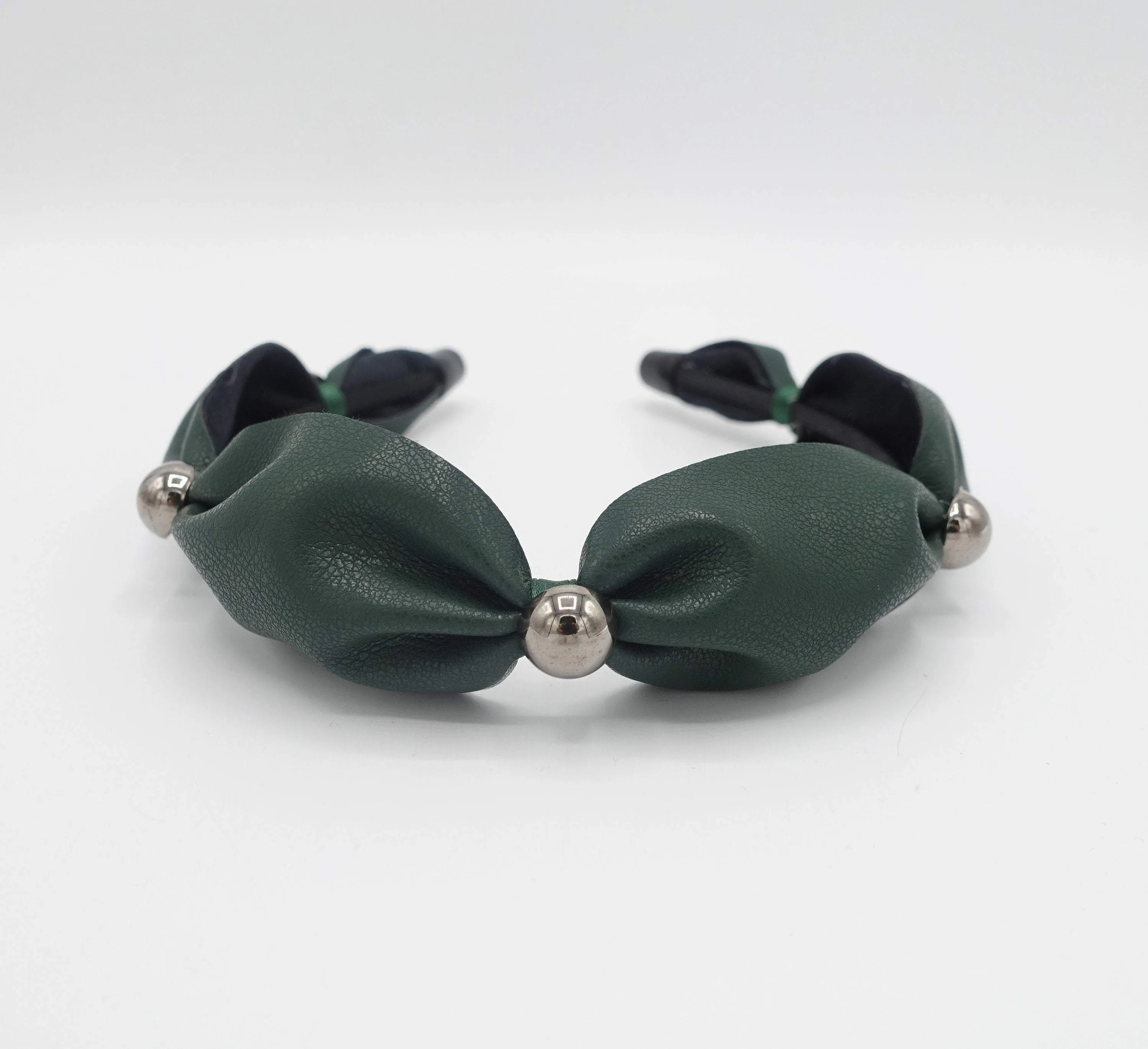 leather tied headband sleek ball embellished hairband for women