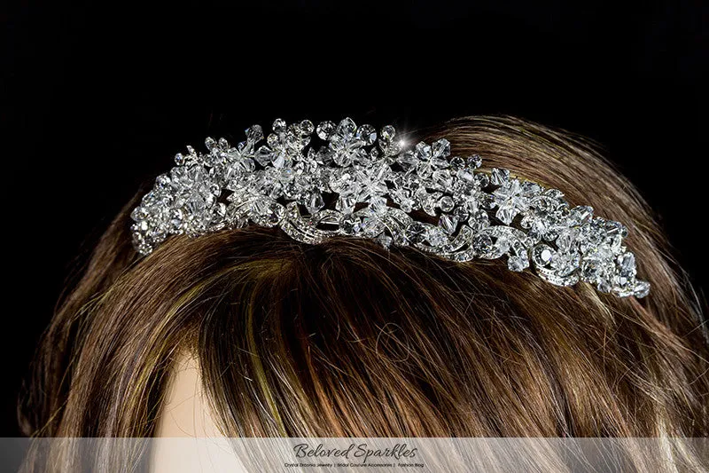 Leda Cluster Statement Silver Tiara | Swarovski Crystal