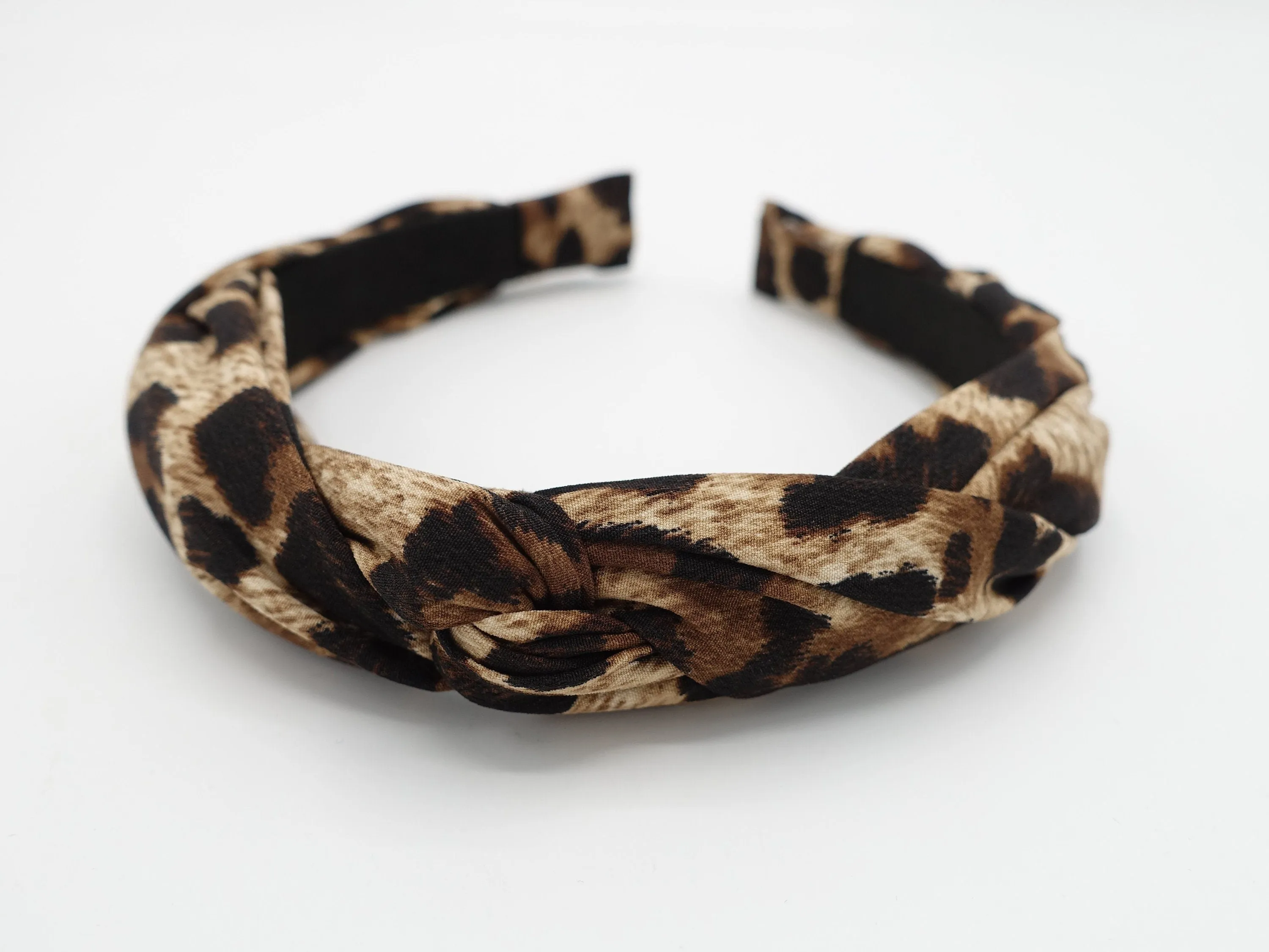 leopard print  print 2 strand crossed round braided headband for women