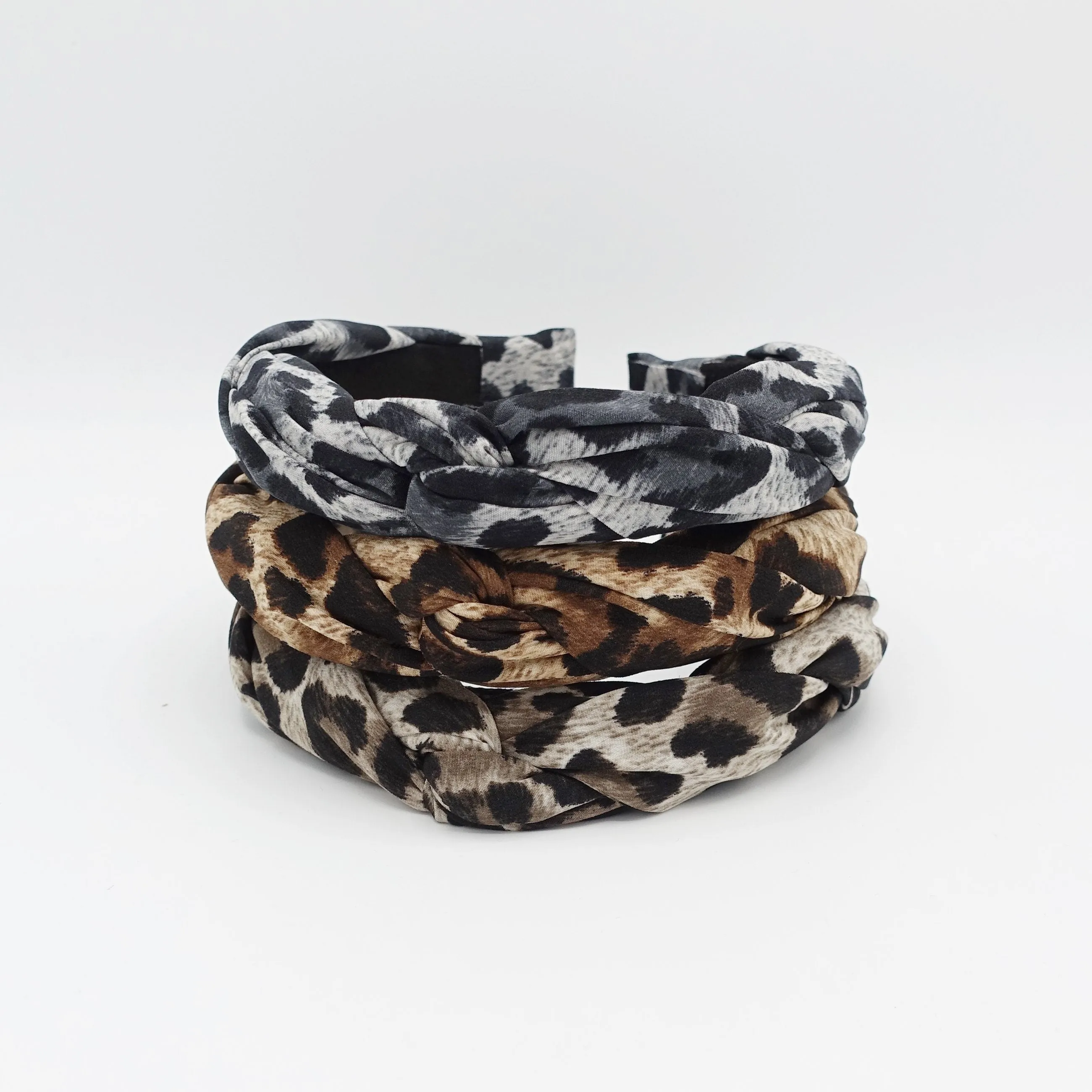 leopard print  print 2 strand crossed round braided headband for women