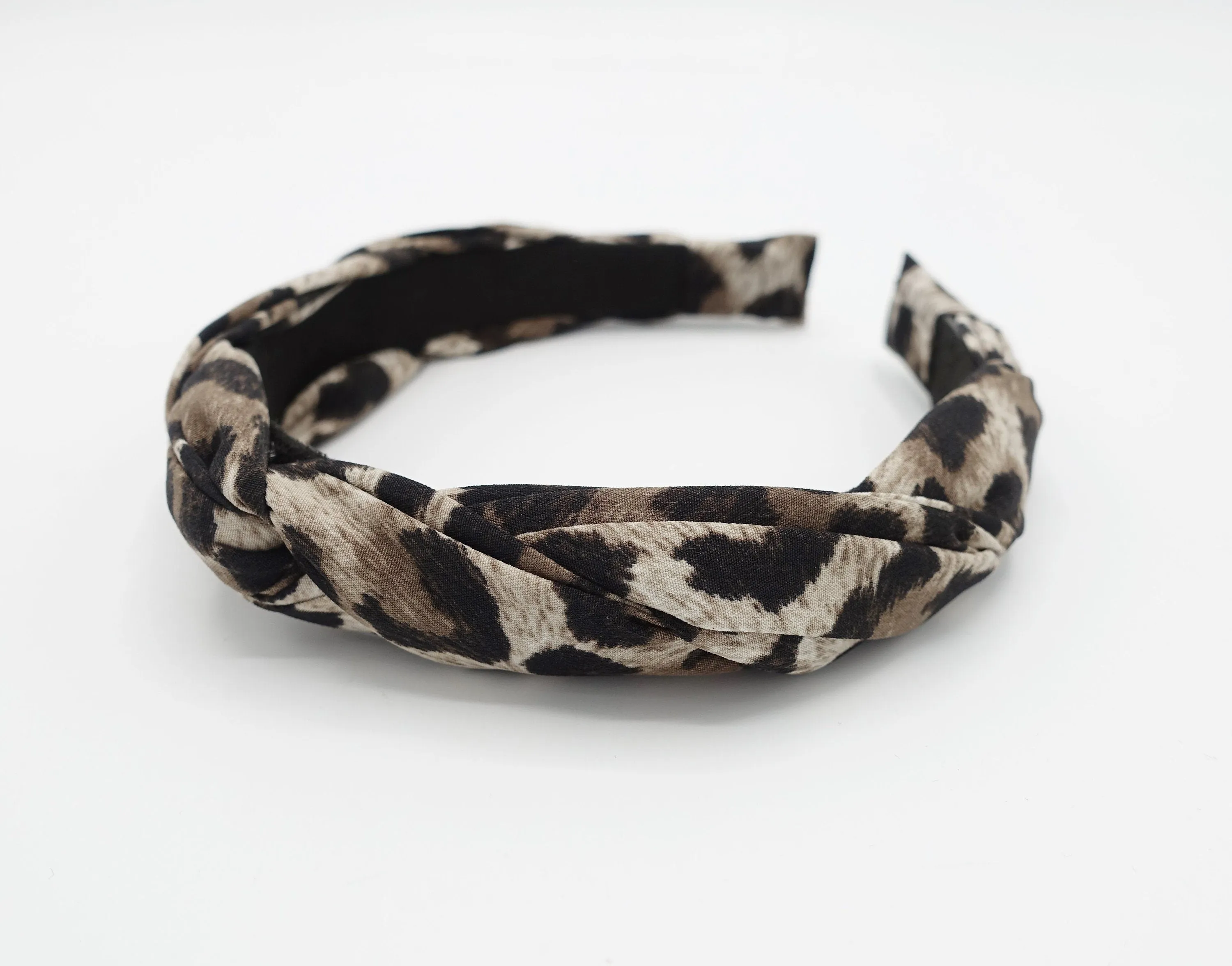 leopard print  print 2 strand crossed round braided headband for women