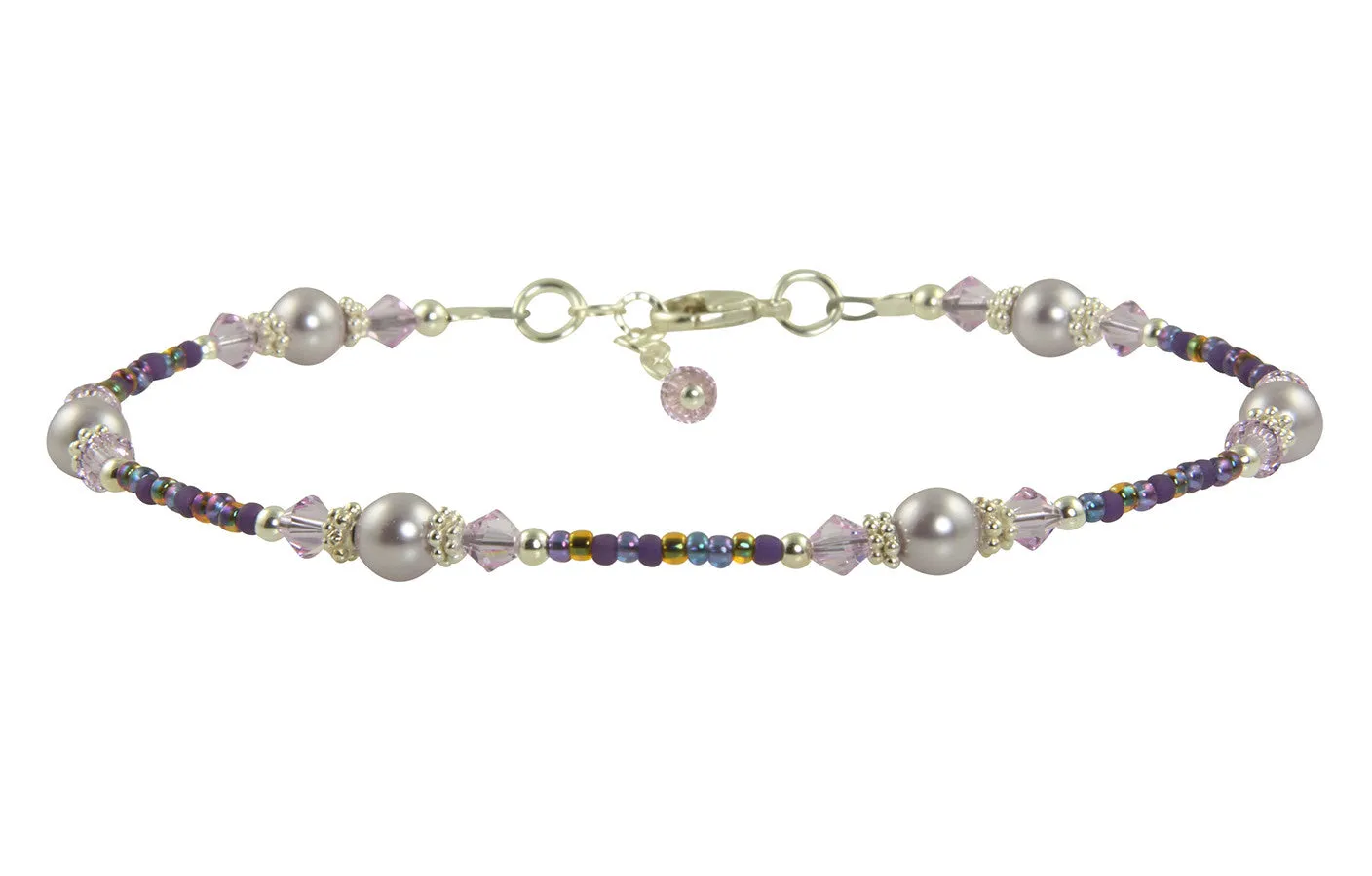 Lilac Mauve Pearl Beaded Anklet