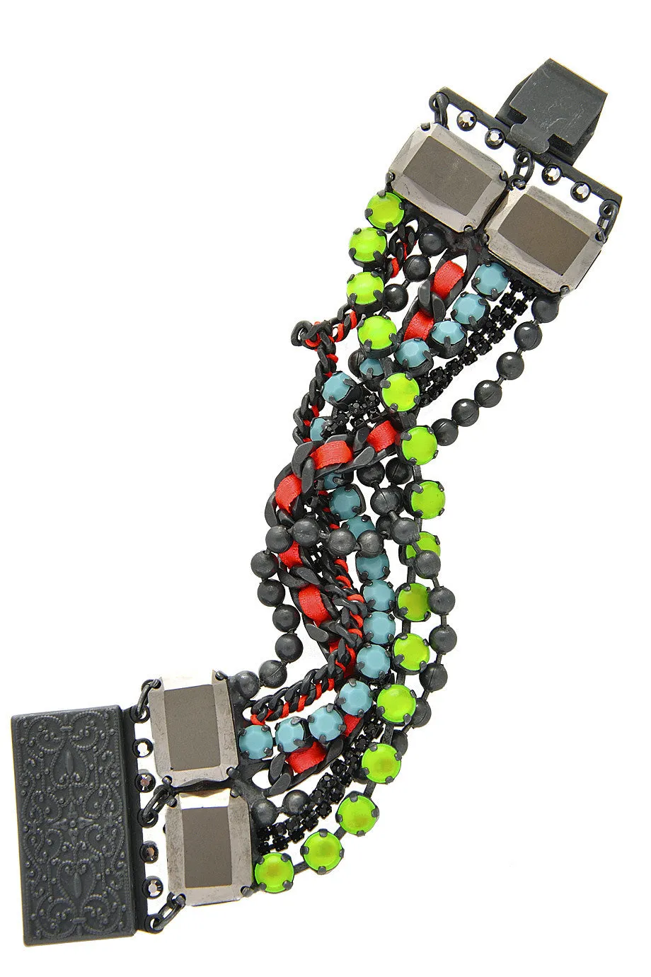 LK DESIGNS CROSSOVER Multi Color Crystal Bracelet