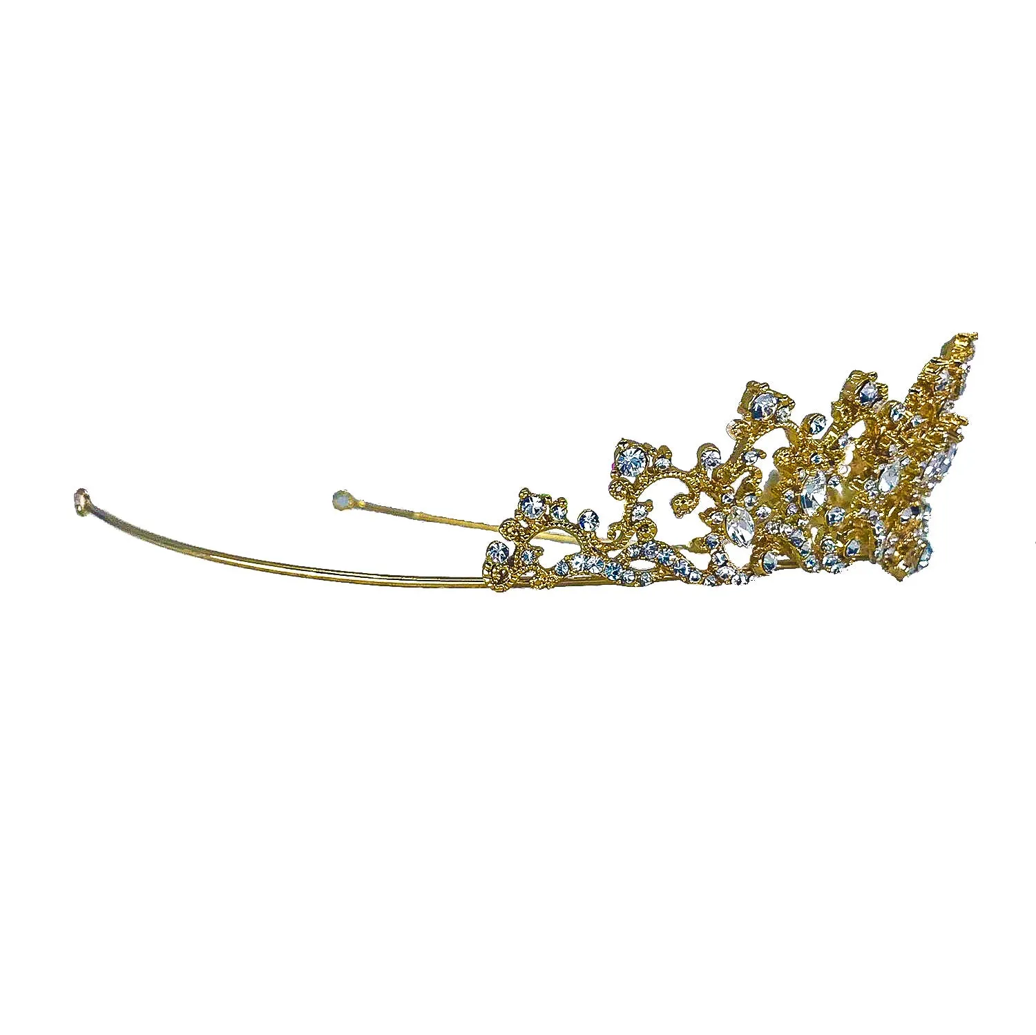 Lynette Vintage Filigree Crystal Gold Tiara