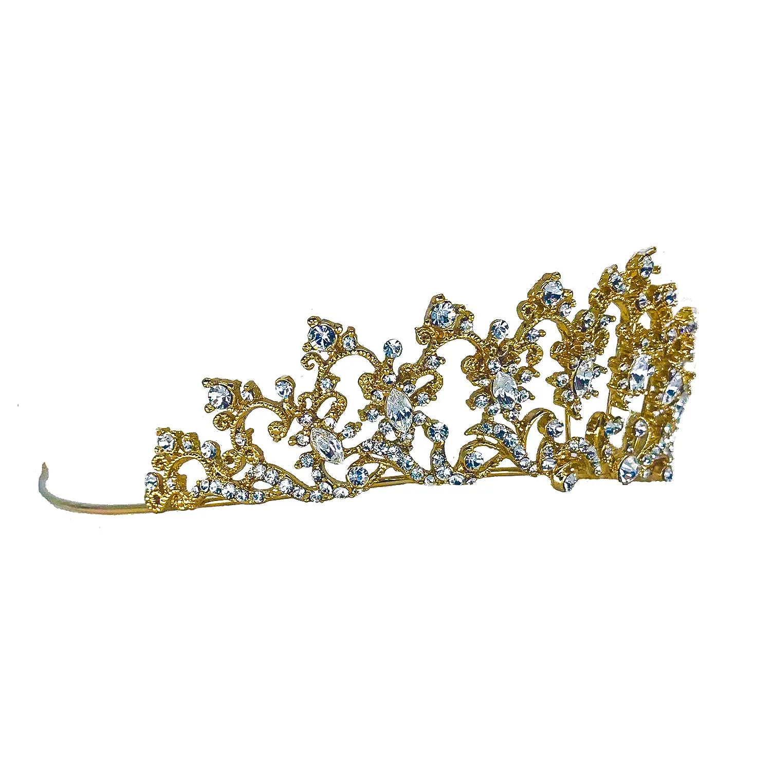 Lynette Vintage Filigree Crystal Gold Tiara