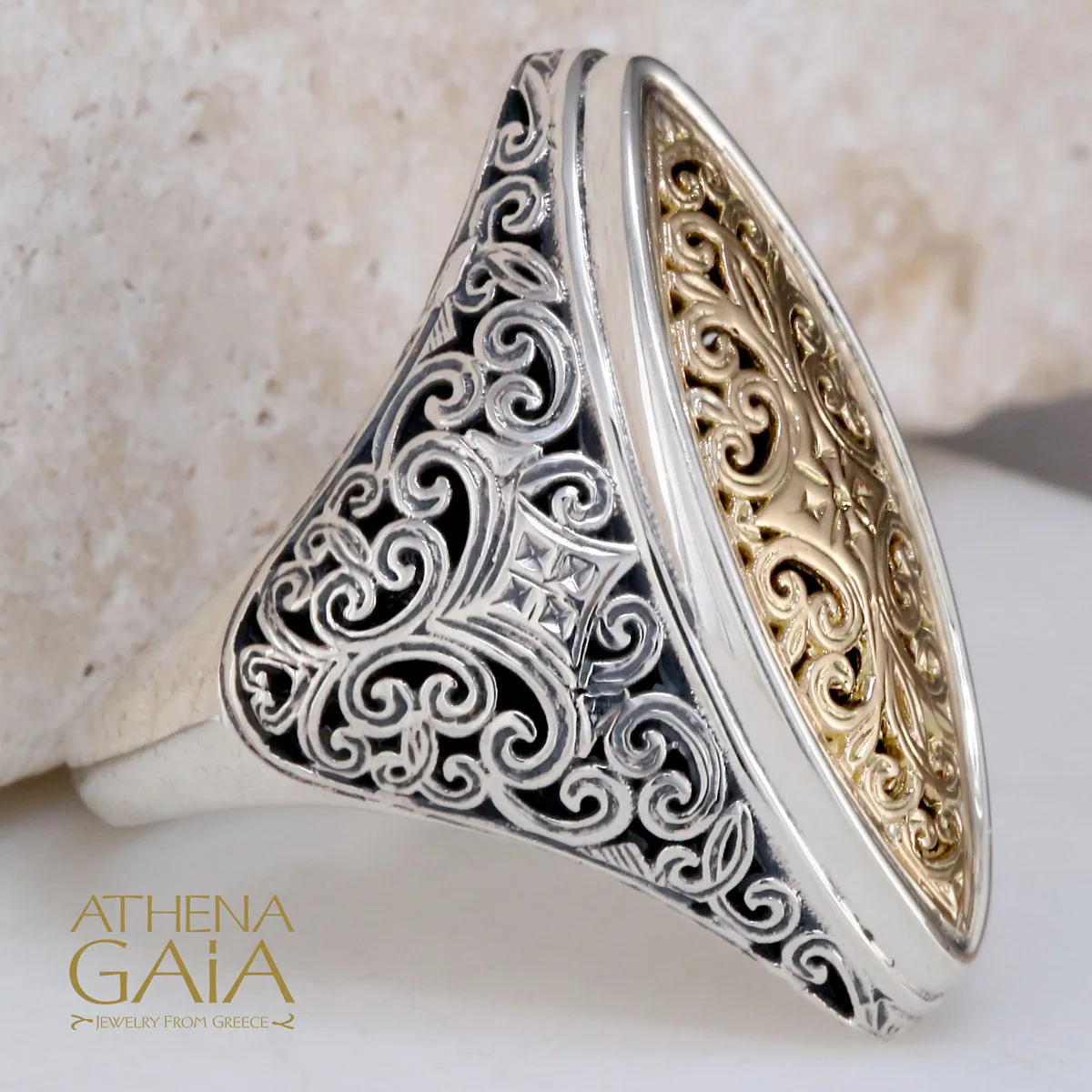 Mediterranean Gold Face Slice Ring