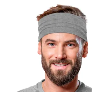 Men's Headbands Cotton Jersey 5" Wide Sports Fitness Yoga Made in the USA Heather Gray