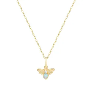 Mini Opal Bee Charm Necklace