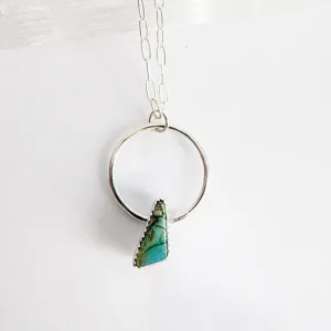 Mini Opal Triangle Hoop Necklace in Sterling Silver