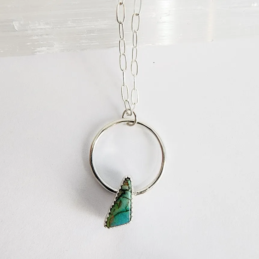 Mini Opal Triangle Hoop Necklace in Sterling Silver