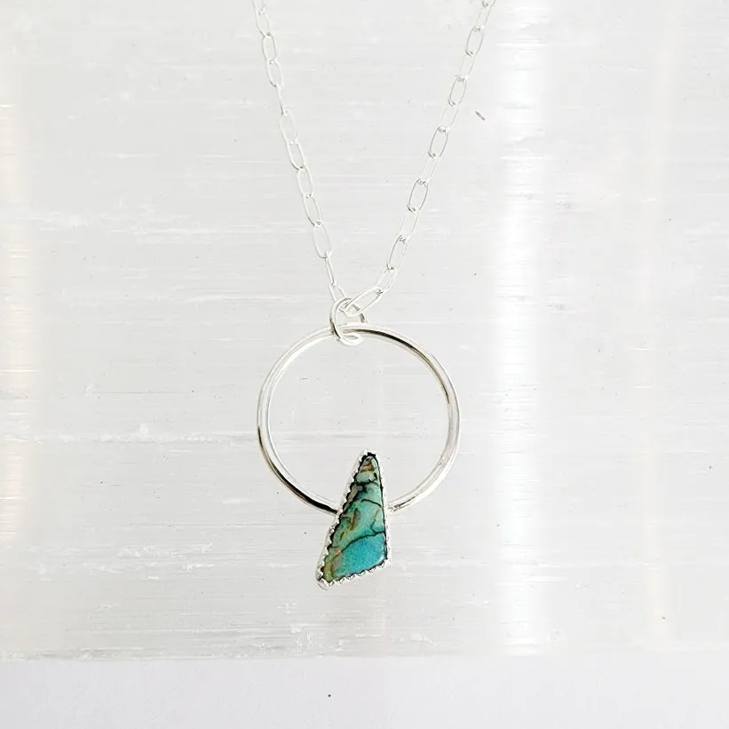 Mini Opal Triangle Hoop Necklace in Sterling Silver