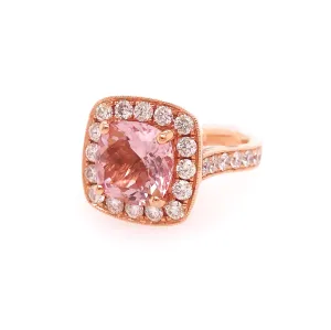 Morganite and Diamond Halo Ring