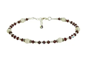 Mother of Pearl Crystal Beaded Anklet