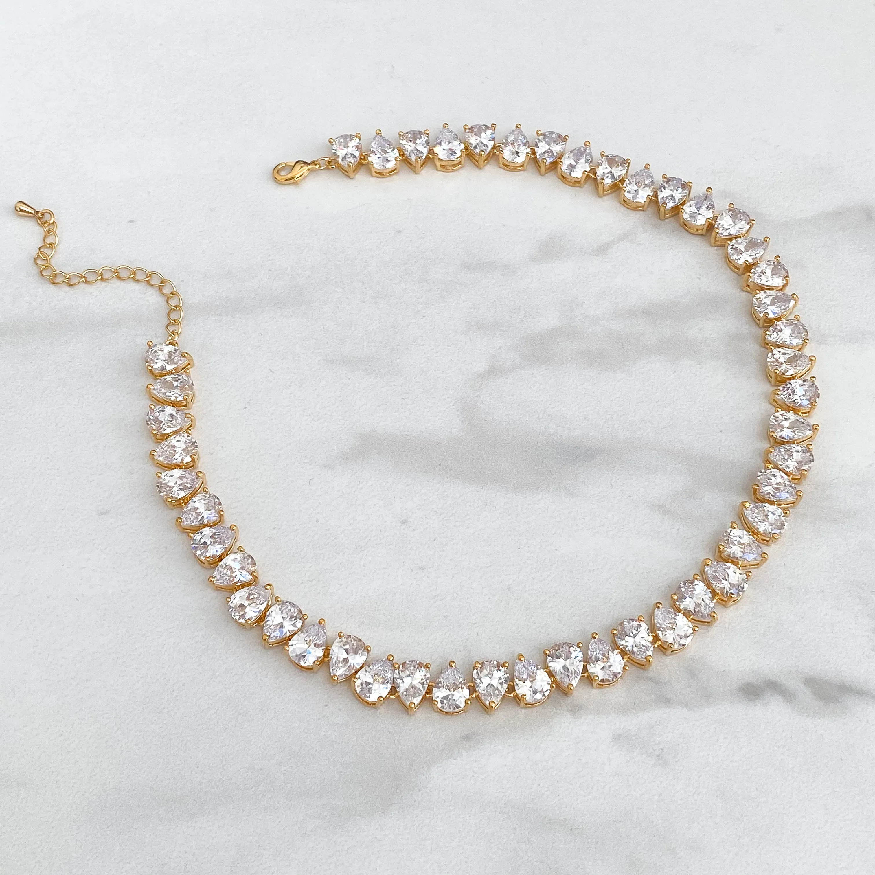 MYA Crystal Tennis Choker Necklace (White Gold & 14k Gold Plated)