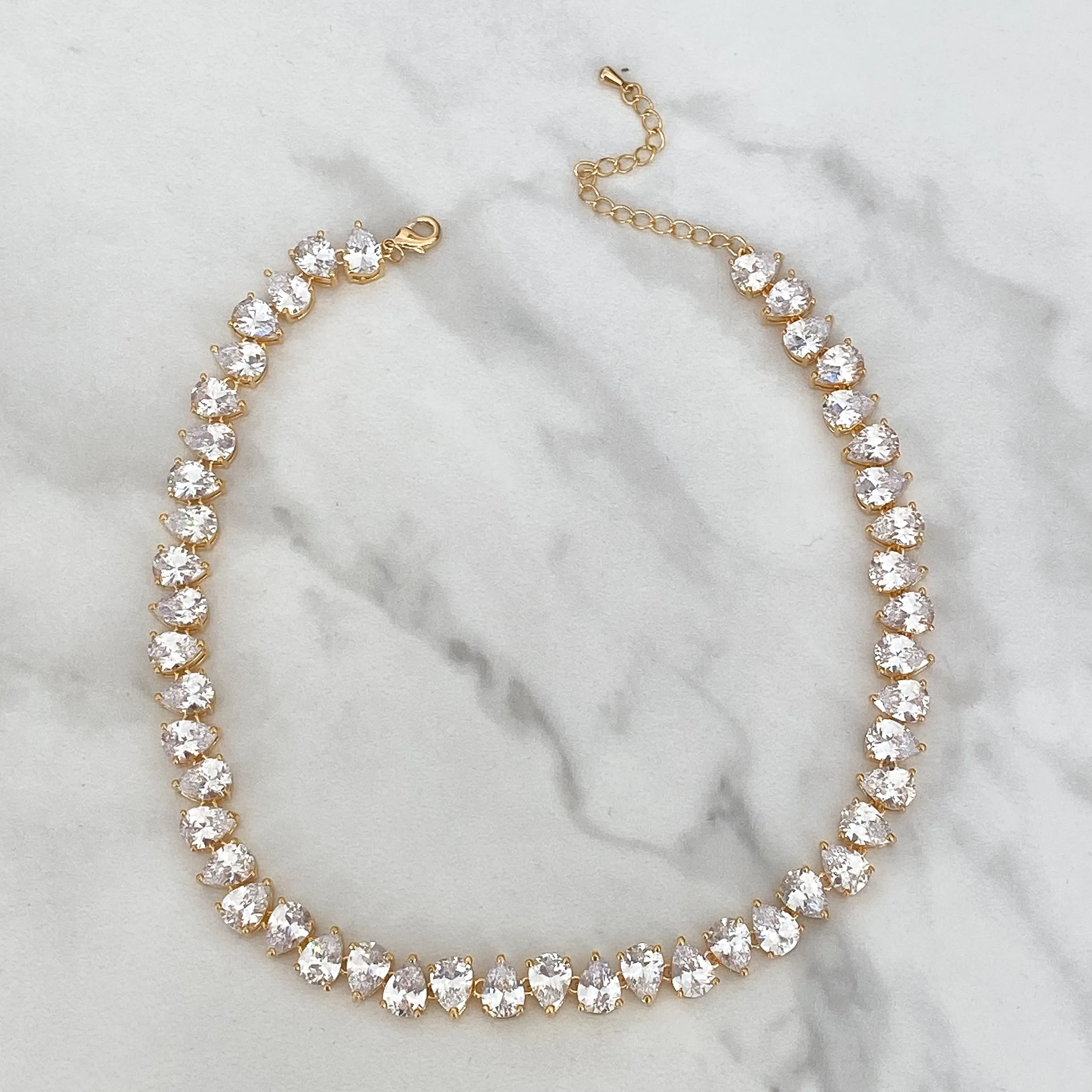 MYA Crystal Tennis Choker Necklace (White Gold & 14k Gold Plated)