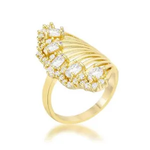 Natalie 2.15ct CZ 14k Gold Contemporary Cocktail Ring