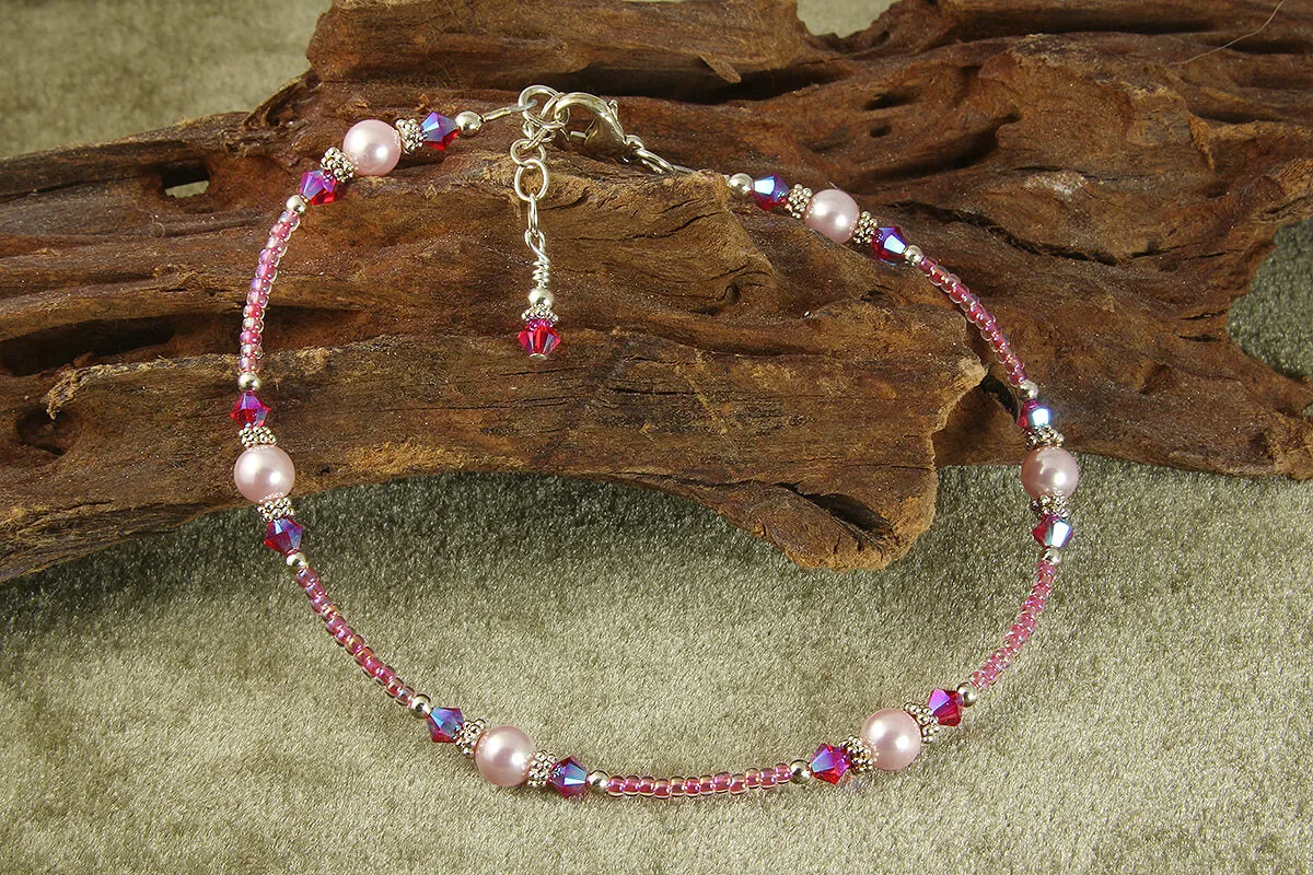 Ooh La La Pink Pearl Beaded Anklet