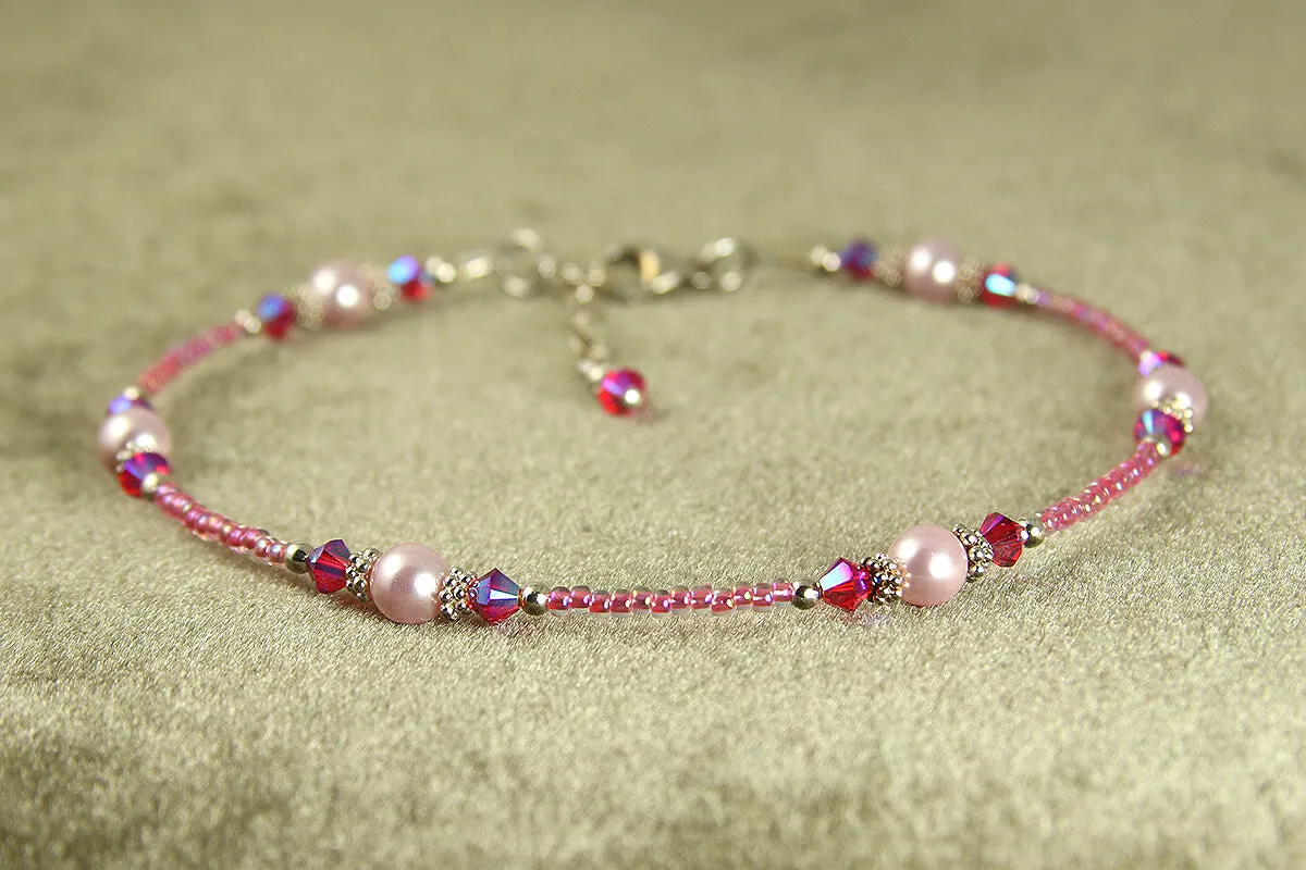 Ooh La La Pink Pearl Beaded Anklet