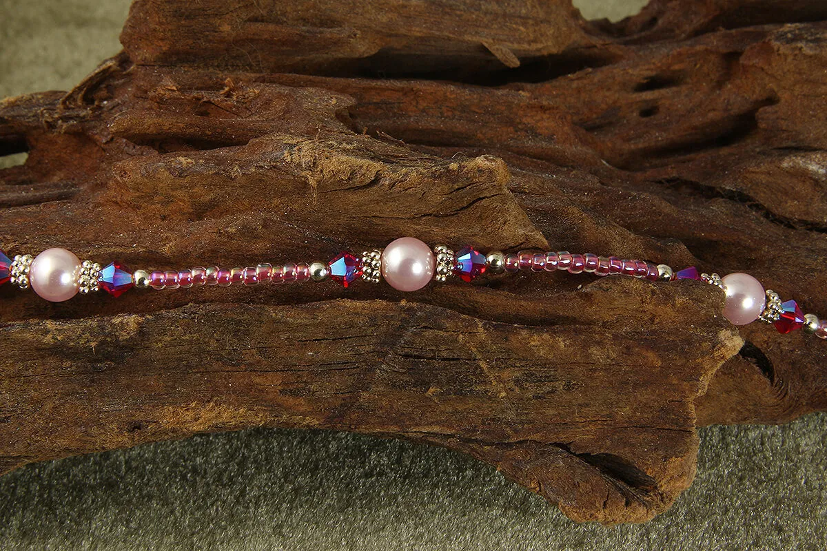 Ooh La La Pink Pearl Beaded Anklet