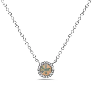 Opal And Diamond Halo Necklace