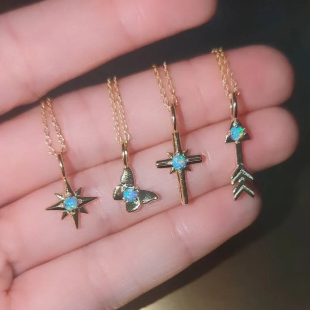 Opal Arrow Charm Necklace