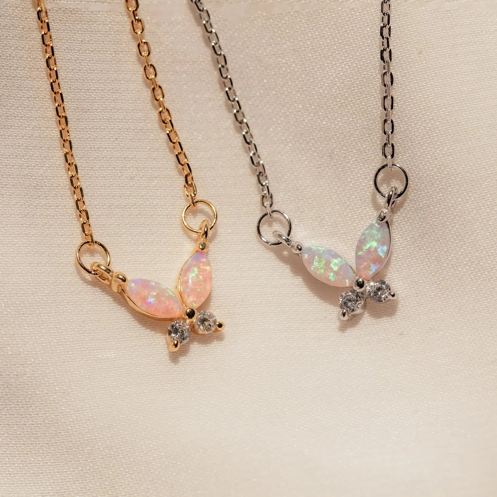 Opal Butterfly Necklace Set