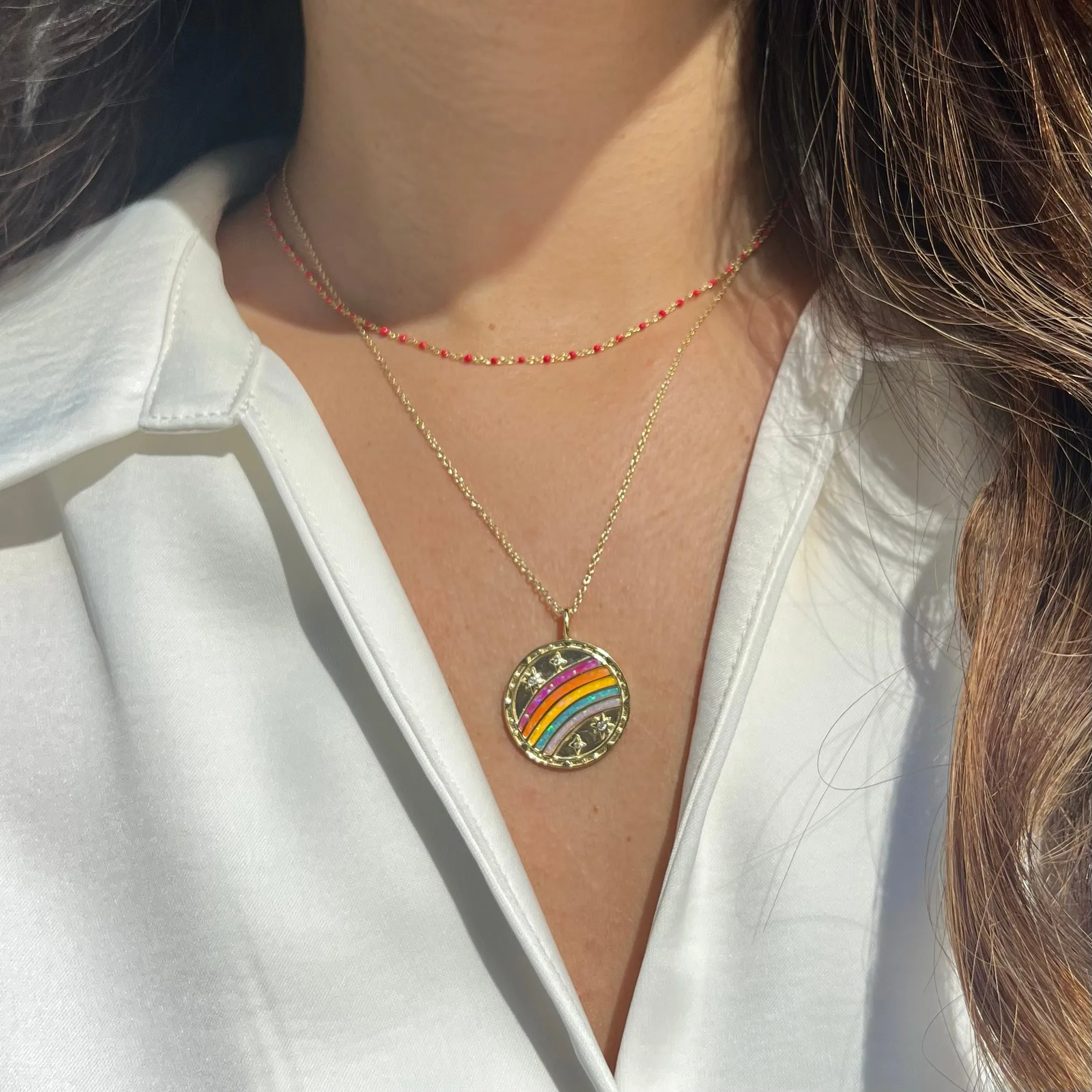 Opal Rainbow Hope Medallion Necklace