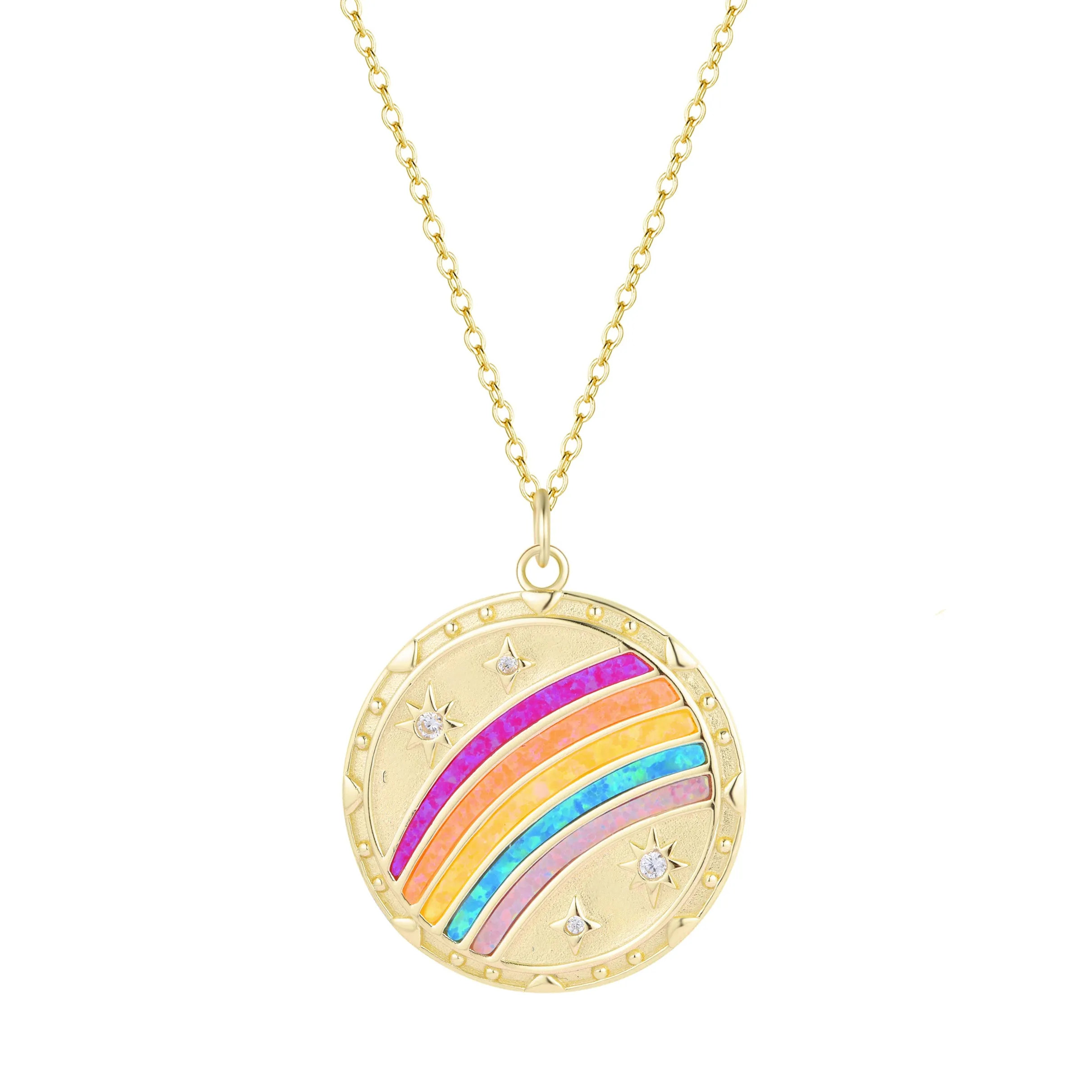 Opal Rainbow Hope Medallion Necklace