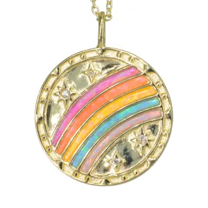 Opal Rainbow Hope Medallion Necklace