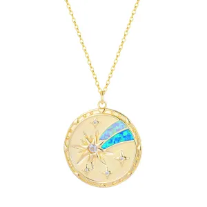 Opal Shooting Star Wish Medallion Necklace