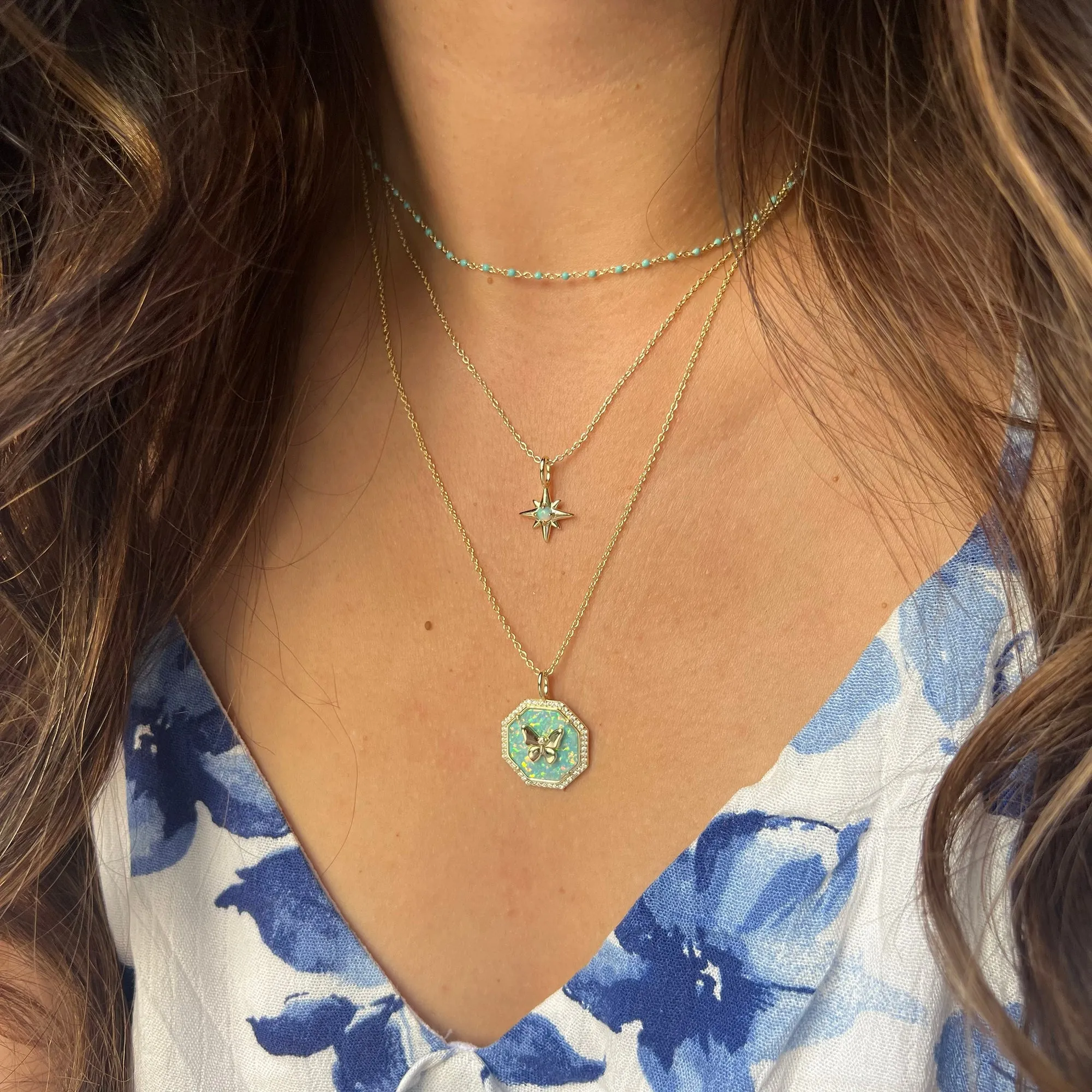 Opal Star Charm Necklace