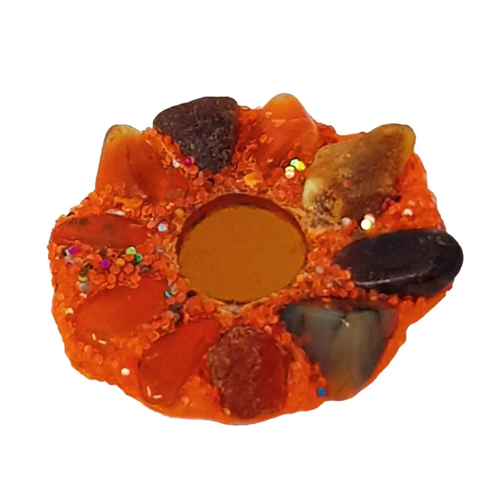 ORANGE AND STONE ROUND COCKTAIL RING