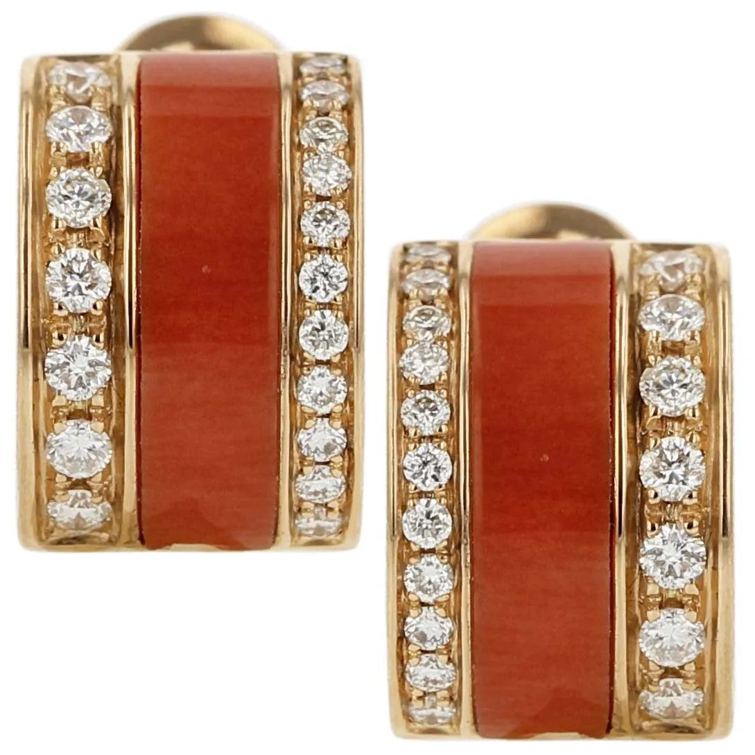 Orange Coral Diamond Earrings