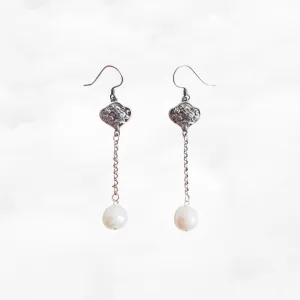 Orchid Flower Pearl Earrings