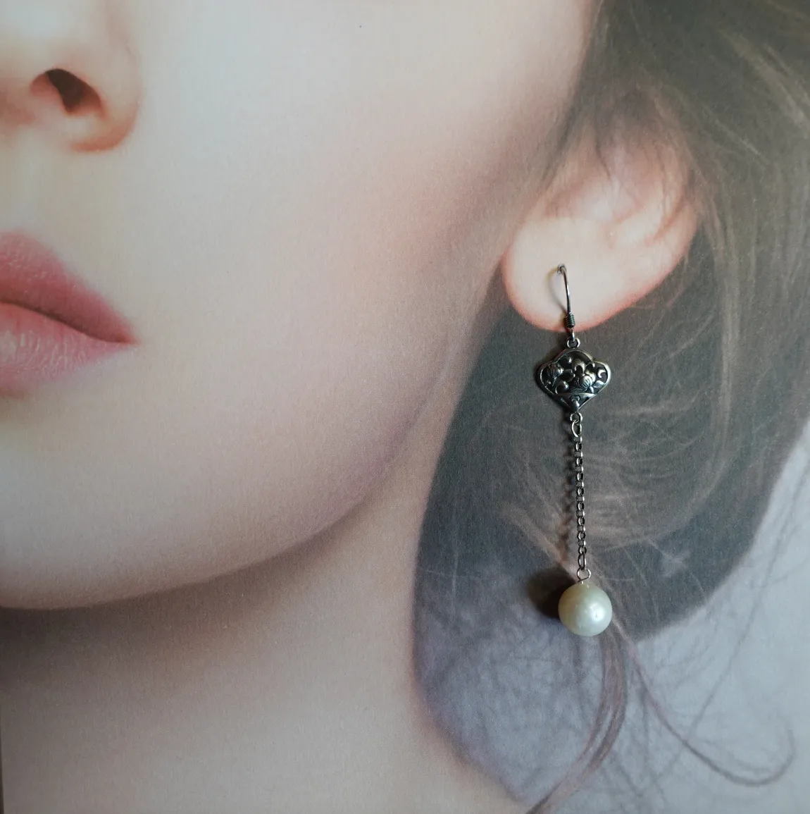 Orchid Flower Pearl Earrings