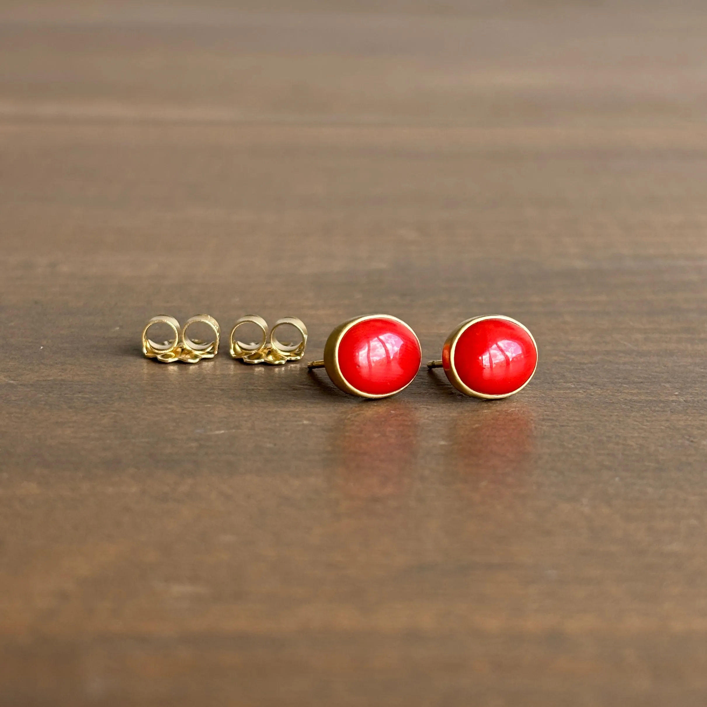 Oval Coral Stud Earrings