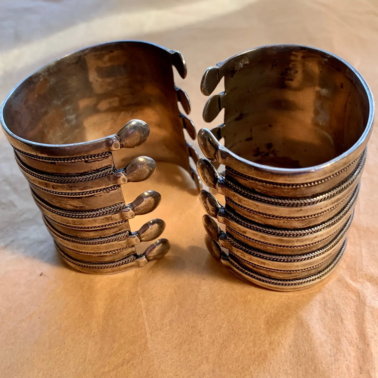 Pair of Wide Silver Cuffs, Afghanistan