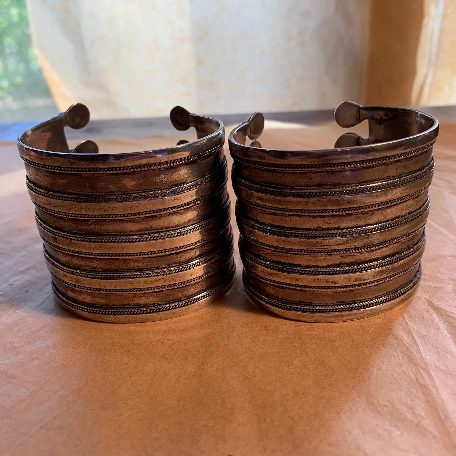 Pair of Wide Silver Cuffs, Afghanistan