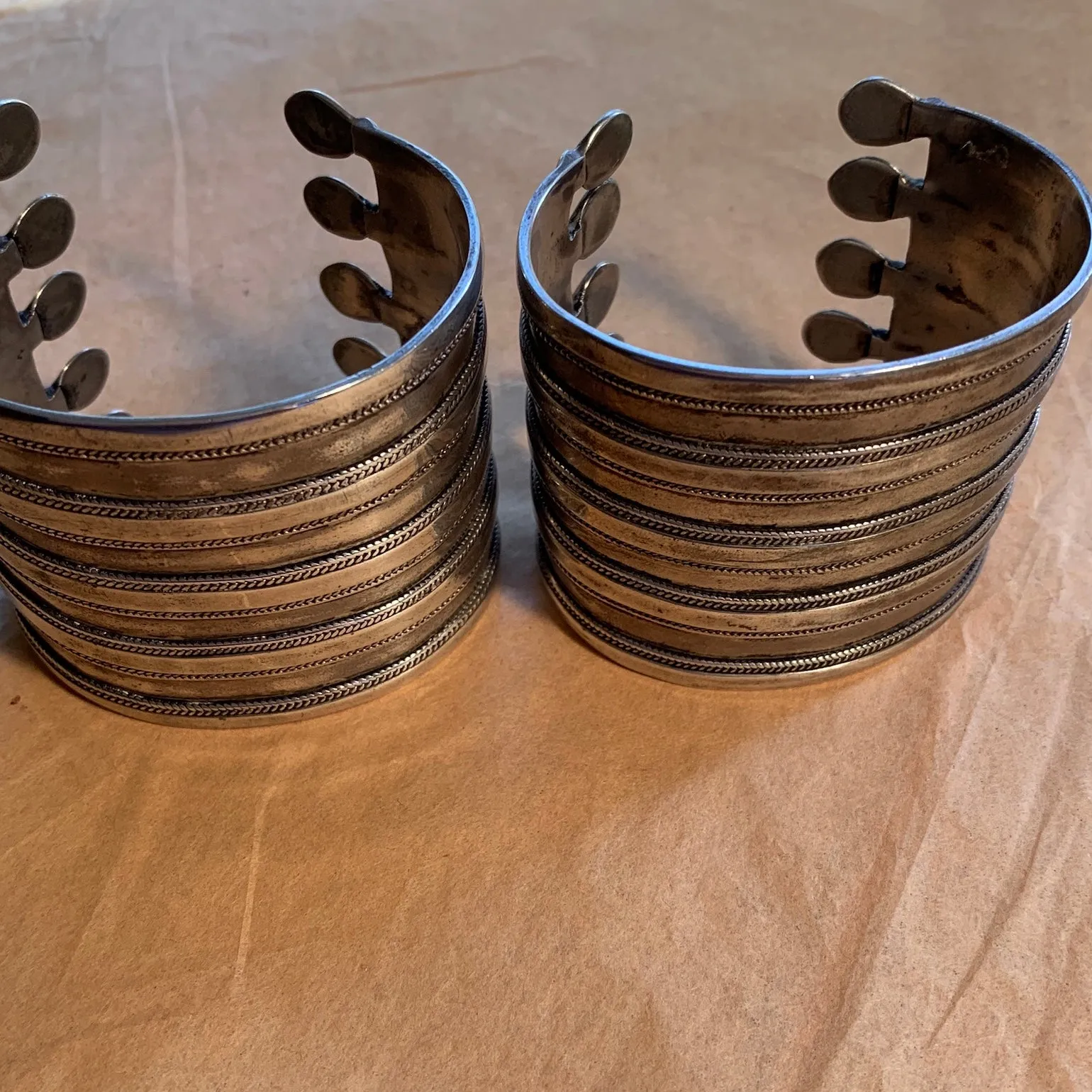 Pair of Wide Silver Cuffs, Afghanistan