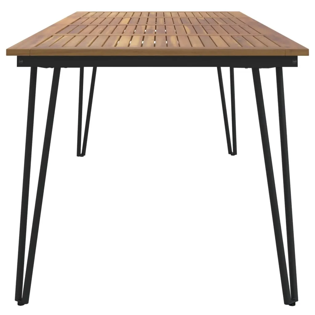 Patio Table Dining Table with Hairpin Legs for Porch Solid Wood Acacia