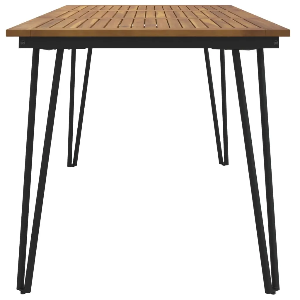 Patio Table Dining Table with Hairpin Legs for Porch Solid Wood Acacia