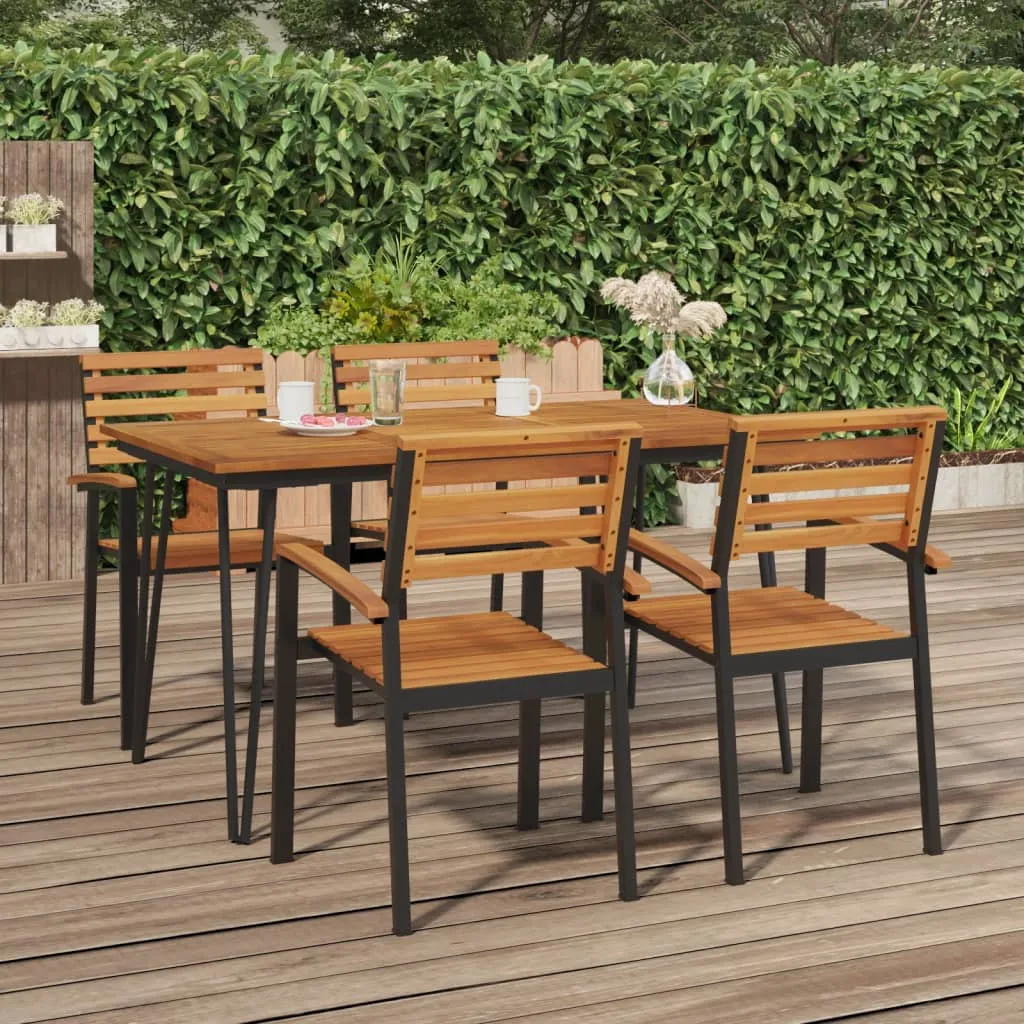 Patio Table Dining Table with Hairpin Legs for Porch Solid Wood Acacia