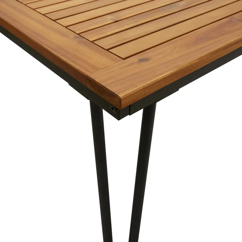 Patio Table Dining Table with Hairpin Legs for Porch Solid Wood Acacia