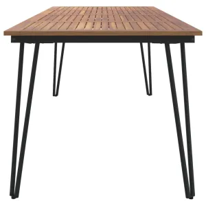 Patio Table Dining Table with Hairpin Legs for Porch Solid Wood Acacia