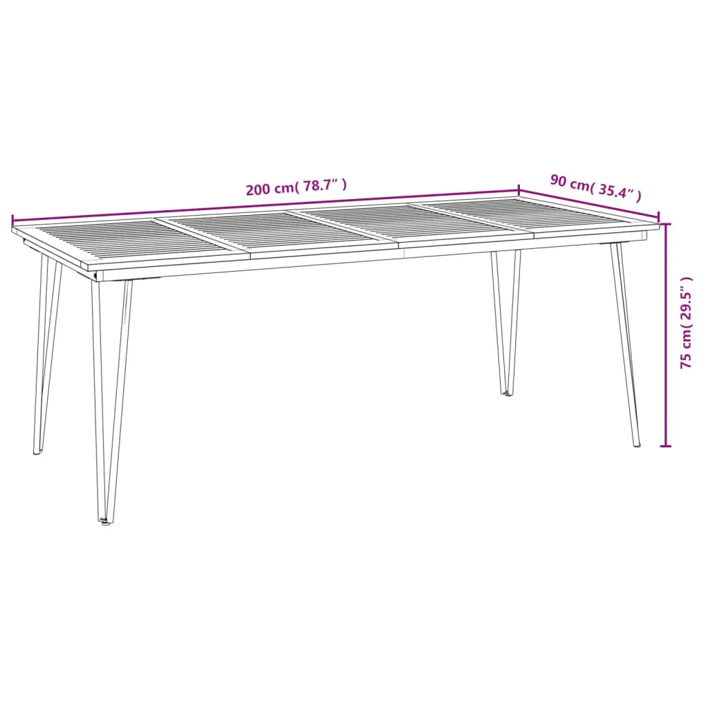 Patio Table Dining Table with Hairpin Legs for Porch Solid Wood Acacia