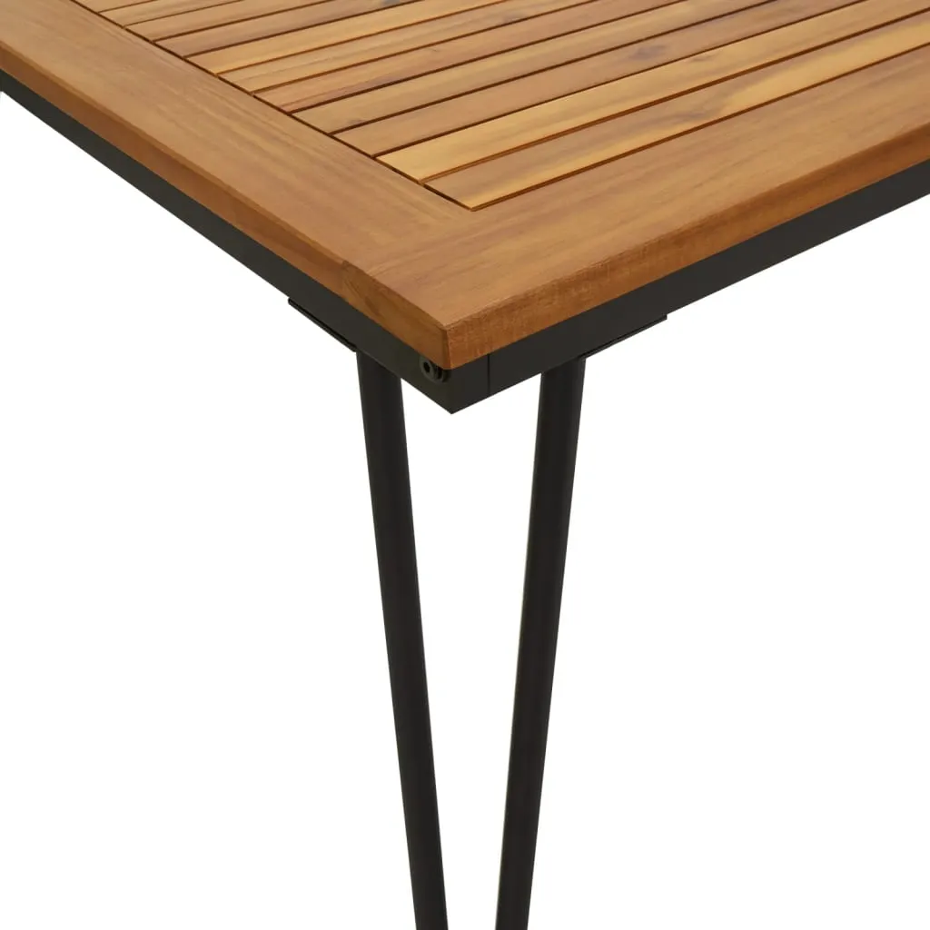 Patio Table Dining Table with Hairpin Legs for Porch Solid Wood Acacia