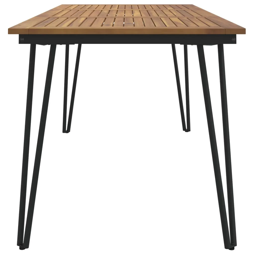 Patio Table Dining Table with Hairpin Legs for Porch Solid Wood Acacia